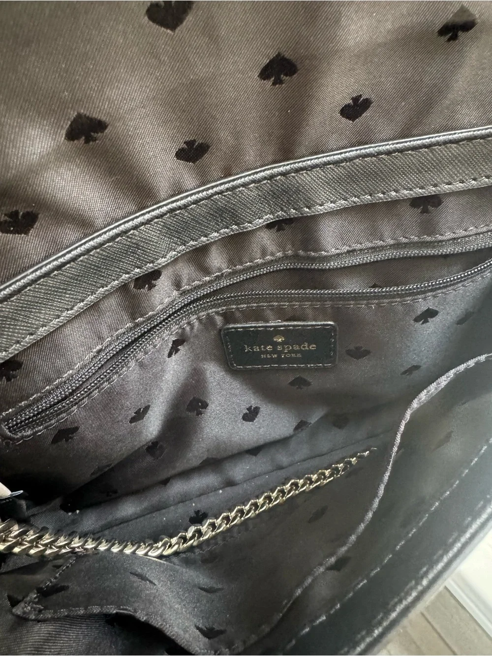 kate spade Black Saffiano Crossbody with Silver Chain